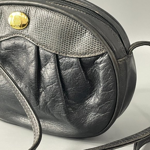 Authentic Vintage Mark Cross Oval Ash-Gray Leather Mini Crossbody Bag/Purse - Picture 3 of 15